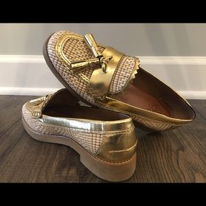 Tory Burch Gold Loafers